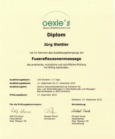 Diplom: Fussreflexzonenmassage